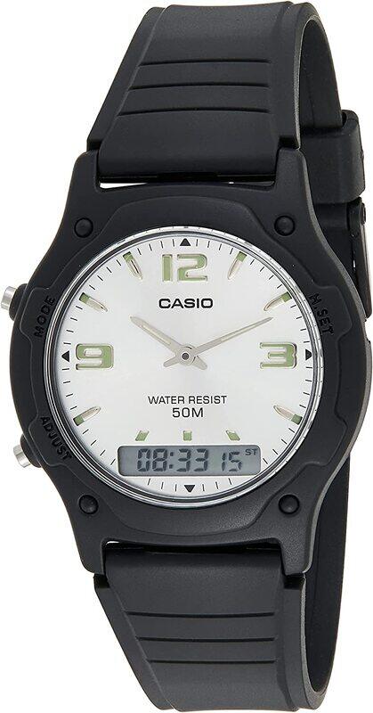 

Casio Analog Watch for Men with Plastic Band, Water Resistant, AW-49He-7Avdf, Black/White