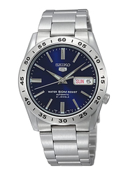 Seiko Analog Watch for Men with Stainless Steel Band, Water Resistant, SNKD99, Silver/Blue