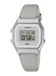 Casio Vintage Digital Watch for Women with Leather Band, Water Submerge Resistant, LA680WEL-8EF, Silver/Grey