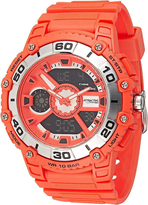 

Q&Q Analog Watch for Men with Rubber Band, Water Resistant, DE10J312Y, Orange