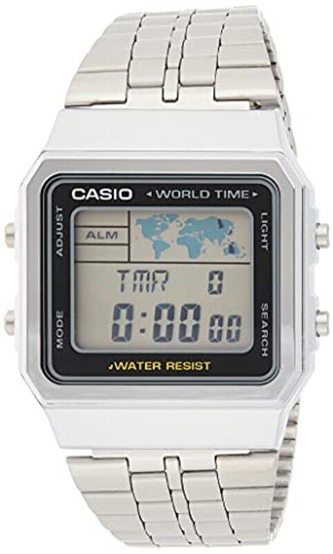 

Casio Digital Watch for Men with Stainless Steel Band, A500WA-1D, Grey-Black