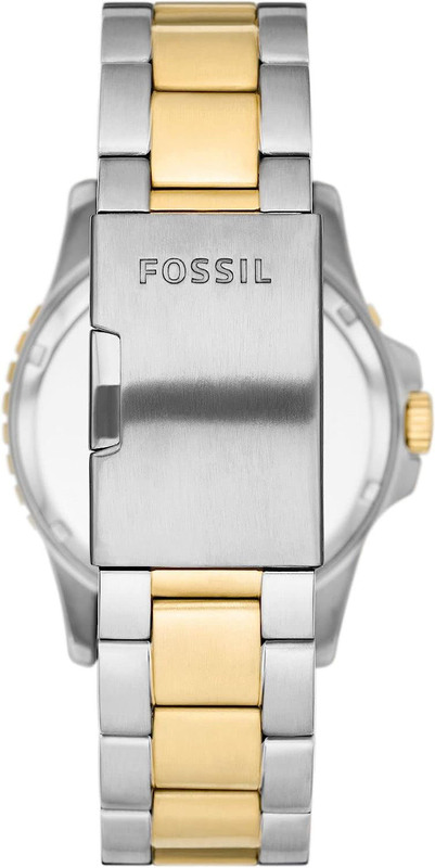 Fossil Three-Hand Date Analog Watch for Men with Stainless Steel Band, FS5951, Silver/Gold-Black