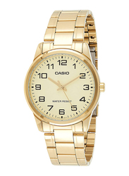 Casio Analog Watch for Men with Stainless Steel Band, Water Resistant, MTP-V001G-9BUDF, Gold