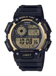 Casio G-Shock Digital Casual Watch for Men with Resin Band, Water Resistant, AE-1400WH-9AVDF, Black-Gold/Black