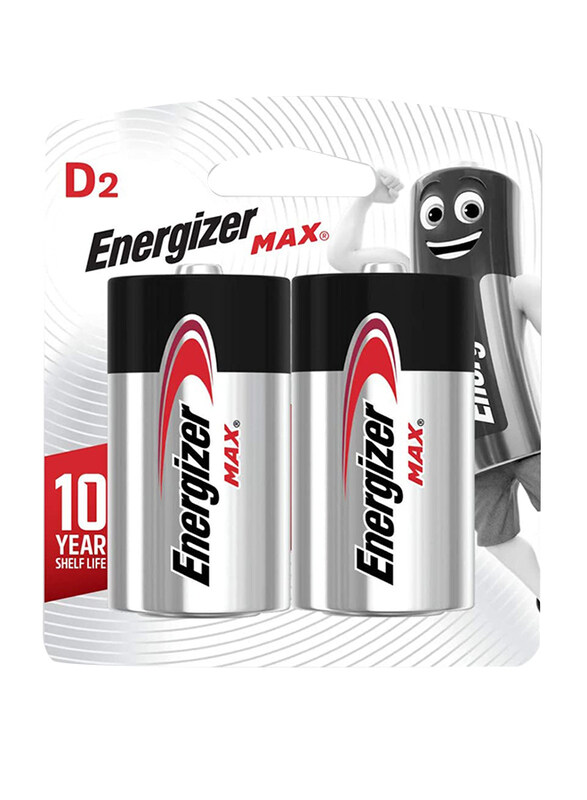 

Energizer E95 Bp2 D Max Alkaline Battery, 2 Pieces, Silver/Black