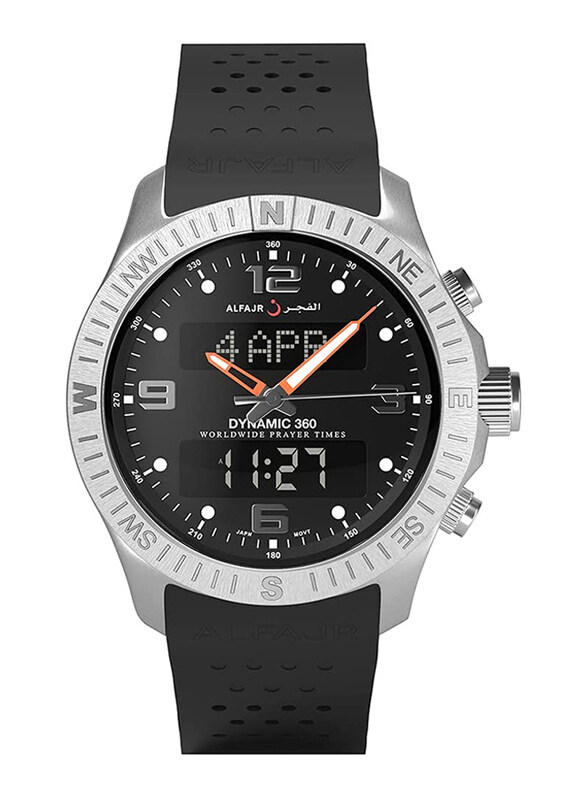 

Alfajr Dynamic 360 Analog/Digital Watch for Men with Leather Band, Black
