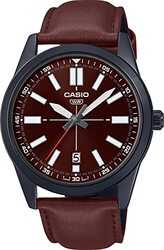 Casio Analog Watch for Men with Leather Genuine Band, MTP-VD02BL-5E, Brown-Brown