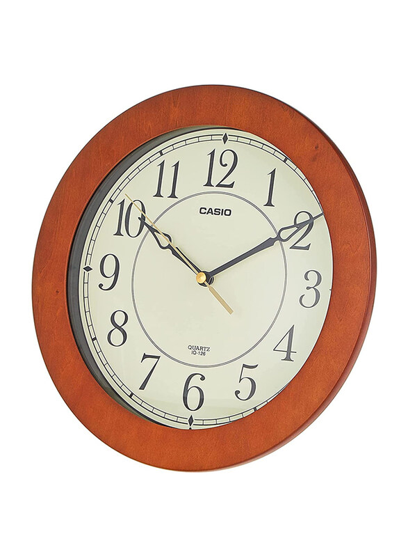 

Casio Wall Clock with 10" Thinline Quartz Marron Wood Frame & Beige Dial Battery Included Limited Edition, IQ-126-5, Multicolour