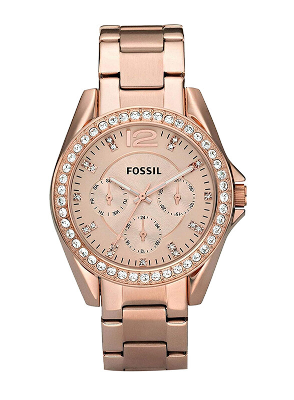 

Fossil Riley Quartz Analog Watch for Women with Stainless Steel Band, Water Resistant, ES2811, Rose Gold