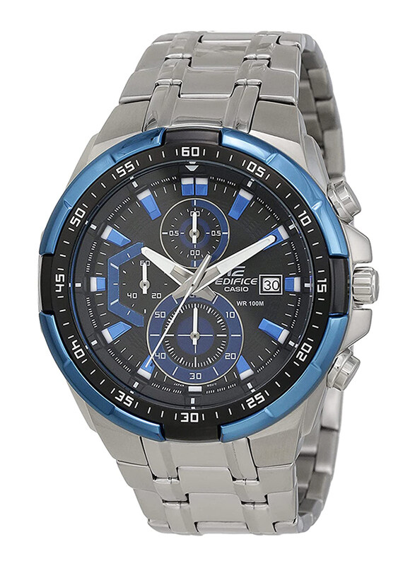 

Casio Edifice Analog Watch for Men with Stainless Steel Band, Water Resistant and Chronograph, EFR-539D-1A2V, Silver-Blue