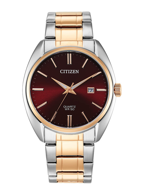 

Citizen Analog Watch for Men with Stainless Steel Band and Water Resistant, BI5104-57X, Silver/Gold-Wine Red