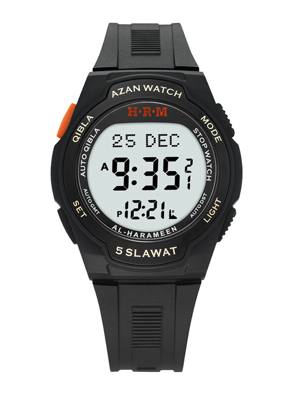 

Al-Harameen Casual Digital Watch for Men with Leather Band, HA-6509, Black-Grey