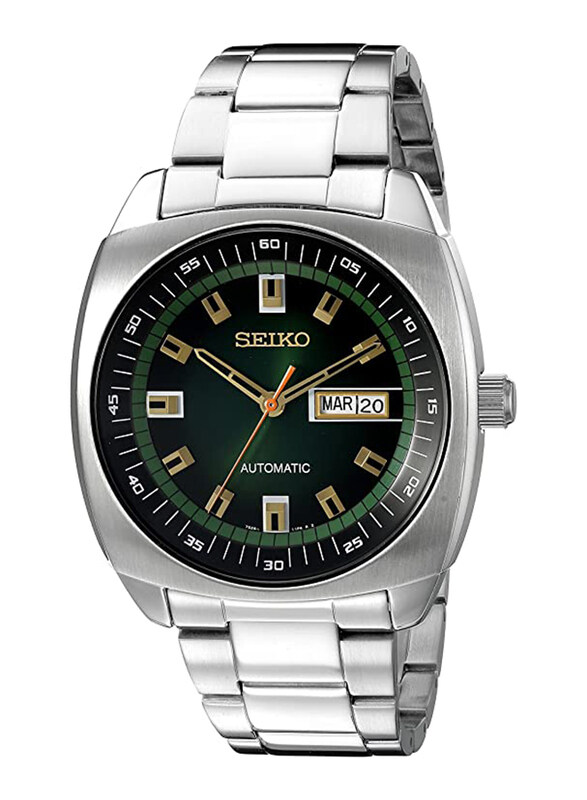 

Seiko Analog Watch for Men with Stainless Steel Band, Water Resistant, SNKM97, Silver-Green