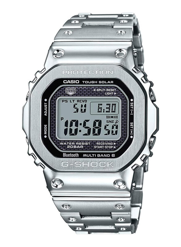 

Casio G-Shock Digital Watch for Men with Stainless Steel Band, Water Resistant, GMW-B5000D-1DR, Silver-Clear/Black