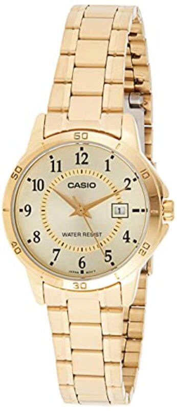 Casio Analog Watch for Women with Stainless Steel Band, LTP+V004G.9B, Gold-Gold