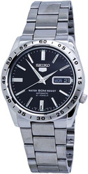 Seiko Analog Watch for Men with Stainless Steel Band, Water Resistant, SNKE01J1, Silver/Black