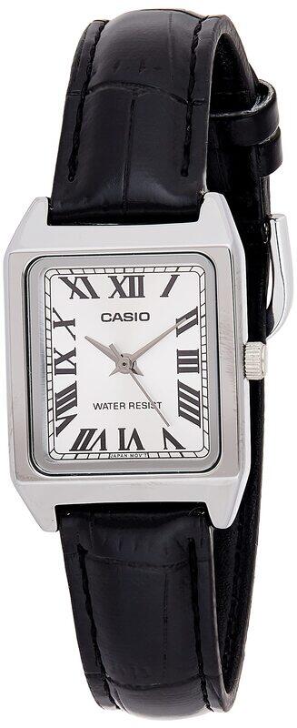 

Casio Analog Watch for Women with Leather Band, Water Resistant, LTP-V007L-7B1UDF, White-Black