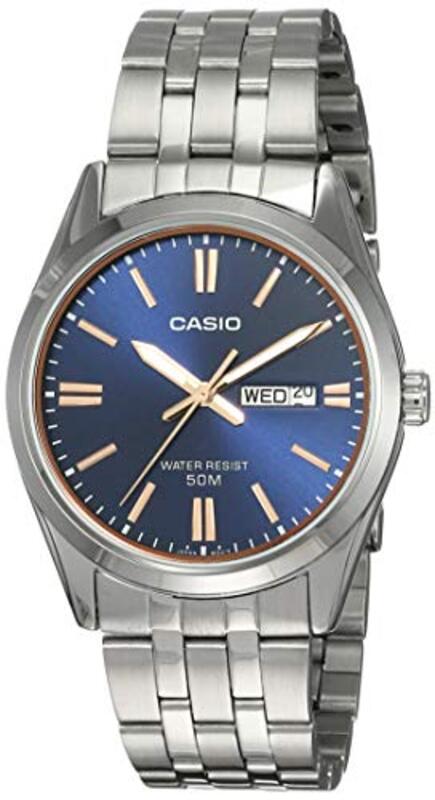Casio Analog Watch for Men with Stainless Steel Band, MTP-1335D-2A2VDF (A1516), Silver-Blue