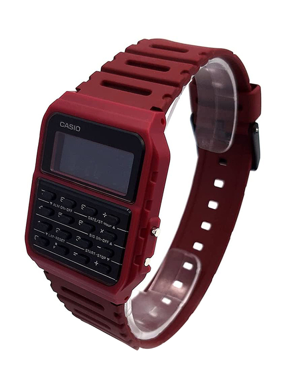 Casio Vintage Youth Digital Quartz Unisex Watch with Resin Band, Water Resistant, CA-53WF-4BDF, Red-Black