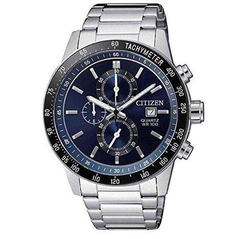 

Citizen Analog Watch for Men with Stainless Steel Band, Water Resistant, AN3600-59L, Blue-Silver