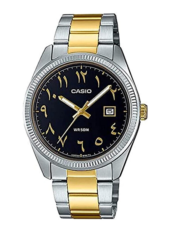 

Casio Analog Watch for Men with Stainless Steel Band, Water Resistant, MTP-1302SG-1B3, Multicolour-Black