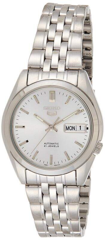 

Seiko Analog Watch for Men with Stainless Steel Band, Water Resistant, SNK355K1, Silver-Silver