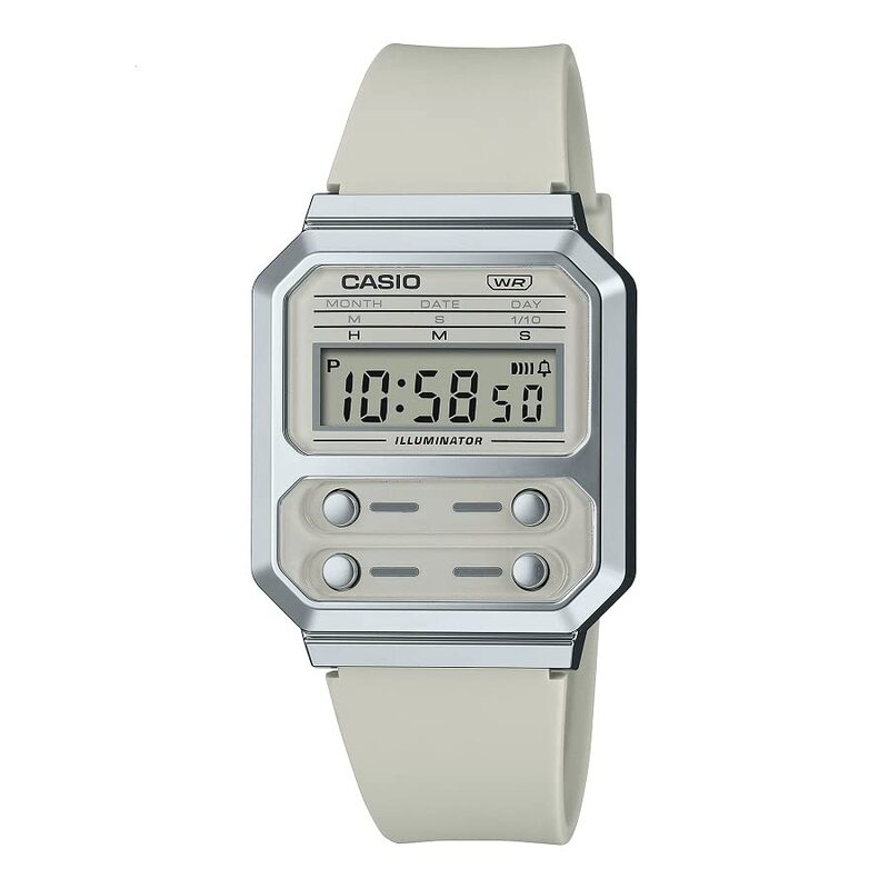 Casio Vintage Digital Watch Unisex with Resin Band, Water Resistant, A100WEF-8ADF, Grey-Green