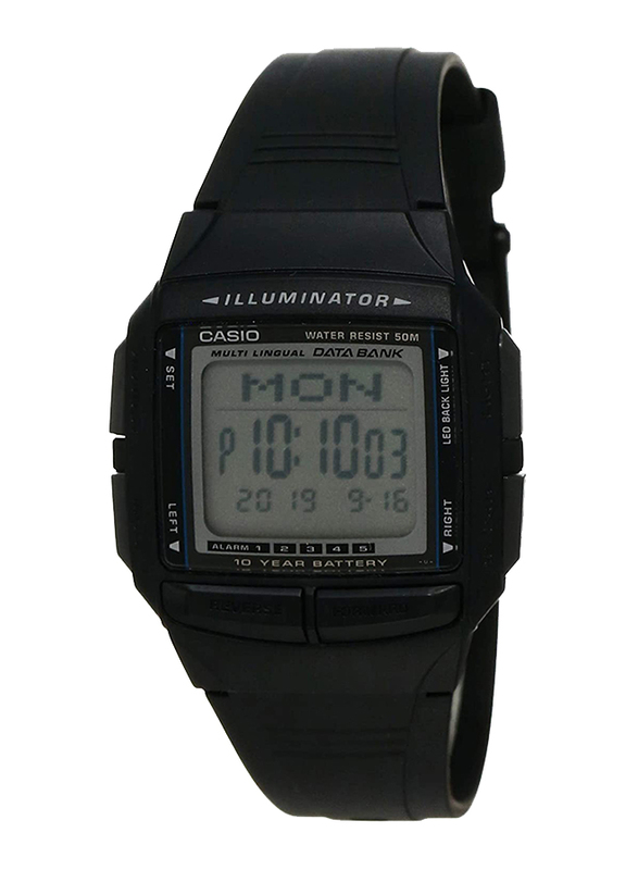 Casio Vintage Series Digital Quartz Casual Watch for Men with Plastic Band, Water Resistant, DB-36-1AV, Black-Grey
