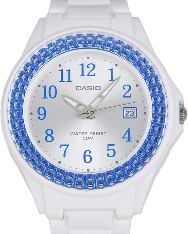 

Casio Standard Analog Watch for Women with Resin Band, Water Resistant, LX-500H-2BV, White/Blue