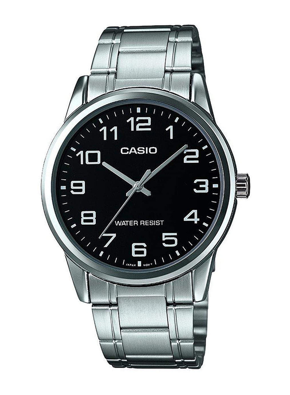 Casio Analog Watch for Men with Stainless Steel Band, Water Resistant, MTP-V001D-1BUDF, Silver-Black