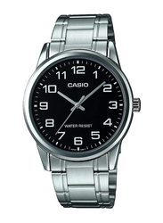 Casio Analog Watch for Men with Stainless Steel Band, Water Resistant, MTP-V001D-1BUDF, Silver-Black