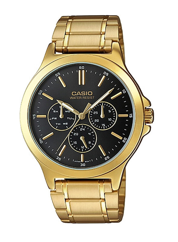 

Casio Analog Watch for Men with Stainless Steel Band, Water Resistant and Chronograph, MTP-V300G-1AUDF, Gold-Black