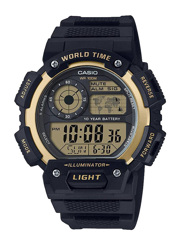 

Casio G-Shock Digital Casual Watch for Men with Resin Band, Water Resistant, AE-1400WH-9AVDF, Black-Gold/Black