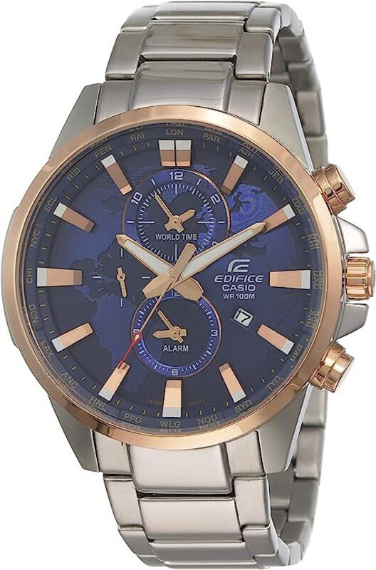 

Casio Analog Watch for Men with Stainless Steel Band, Water Resistant and Chronograph, EFR-303PG-2AVUDF-1, Silver-Blue