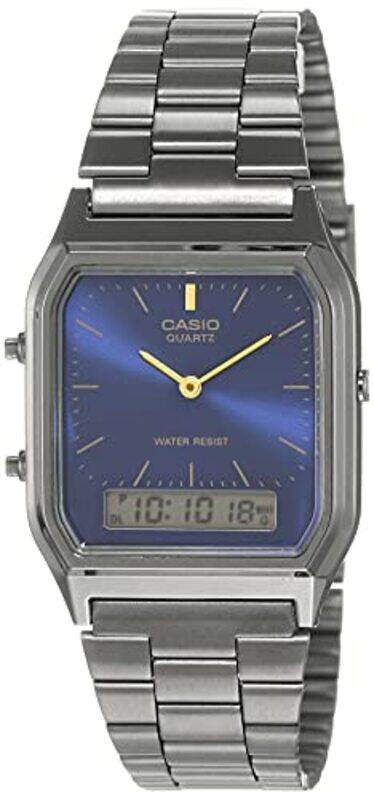 Casio Analog/Digital Watch for Men with Stainless Steel Band, Chronograph, AQ-230GG-2ADF, Grey-Blue