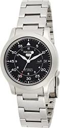 Seiko Analog Watch for Men with Stainless Steel Band, Water Resistant, SNK809K1, Silver-Black