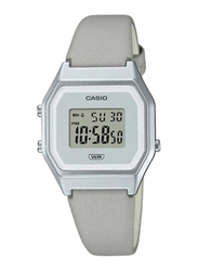 Casio Vintage Digital Watch for Women with Leather Band, Water Submerge Resistant, LA680WEL-8DF, Silver/Grey