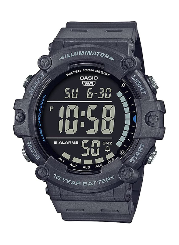 Casio Digital Unisex Watch with Plastic Band, Water Resistant, AE-1500WH-8BVDF, Grey-Black