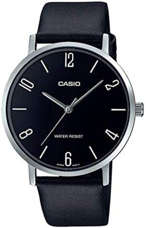 

Casio Analog Watch for Men with Leather Band, Water Resistant, MTP-VT01L-1B2UDF, Black