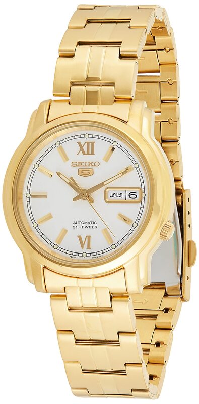 Seiko Analog Watch for Men with Stainless Steel Band, Water Resistant, SNKK84K1, White-Gold