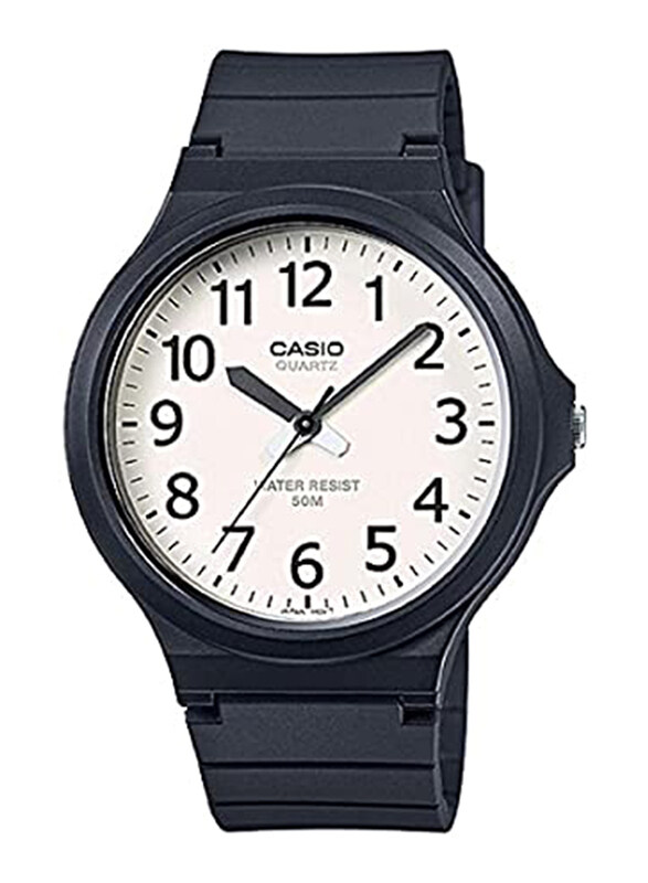 

Casio Analog Watch for Men with Plastic Band, Water Resistant, MW-240-7B, Black-White