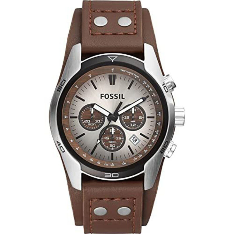 

Fossil Coachman Analog Watch for Men with Leather Band, Water Resistant and Chronograph, CH2565, Brown-Brown