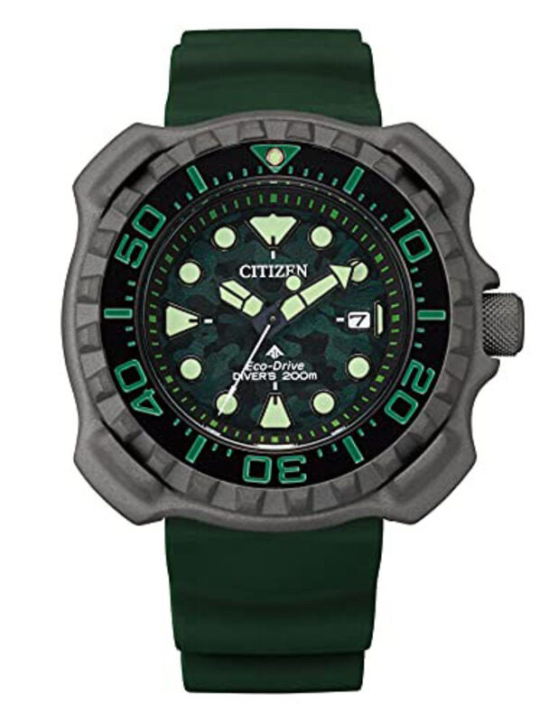 

Citizen Eco-Drive Promaster Diver's Analog Watch for Men with Polyurethane Band and Water Resistant, BN0228-06W, Green-Green