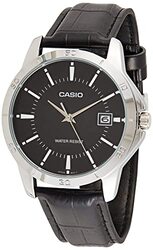 Casio Analog Watch for Men with Leather Genuine Band, MTP-V004L-1AUDF, Black-Black
