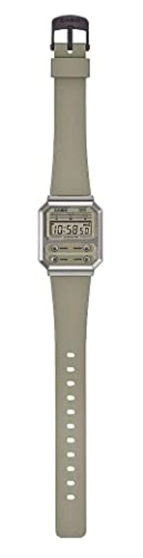 Casio Vintage Digital Watch Unisex with Resin Band, Water Resistant, A100WEF-3AEF, Grey-Green