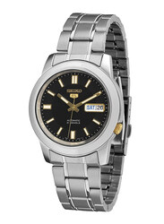 Seiko Classic Automatic Analog Unisex Watch with Stainless Steel Band, Water Resistant, SNKK17K1, Silver-Black