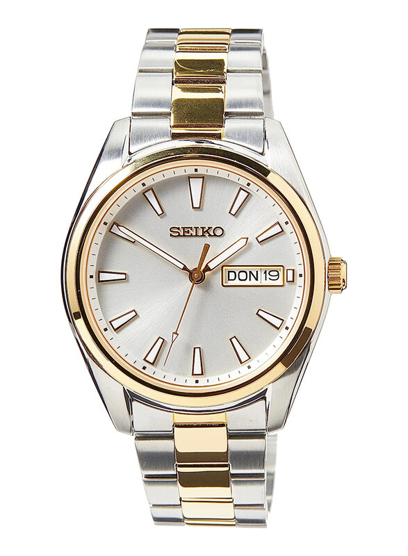 

Seiko Analog Watch for Men's with Stainless Steel Band, Water Resistance, SUR369P1, White-Multicolour