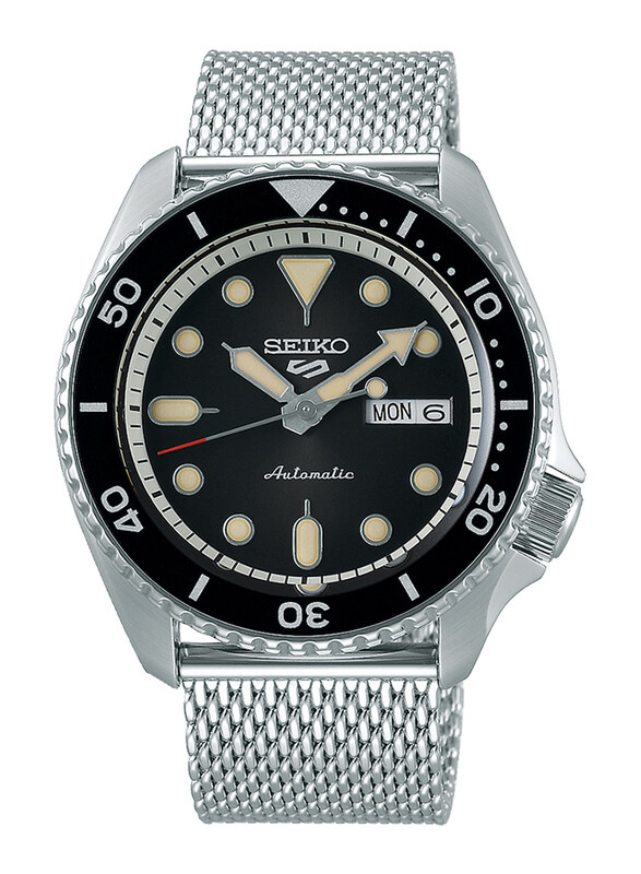

Seiko Automatic Analog Watch for Men with Stainless Steel Band, Water Resistant, SRPD73K1, Silver-Black