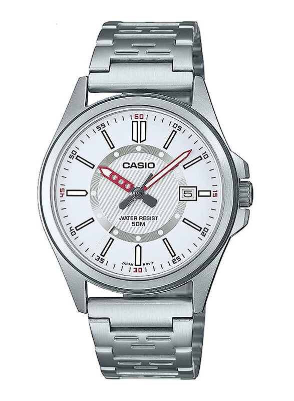 

Casio Analog Watch for Men with Stainless Steel Band, Water Resistant, MTP-E700D-7EVDF, Silver-White