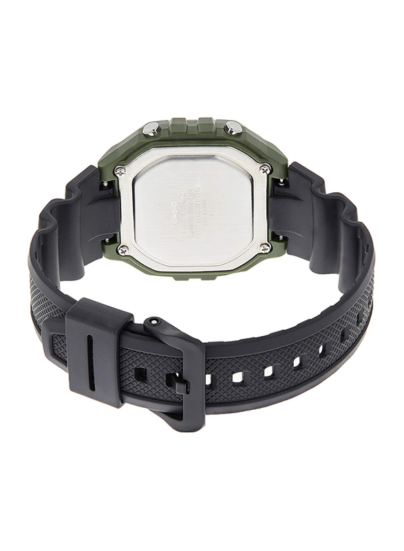 Casio Quartz Digital Watch for Men with Resin Strap, Water Resistant, W-218H-3AVDF, Black-Green
